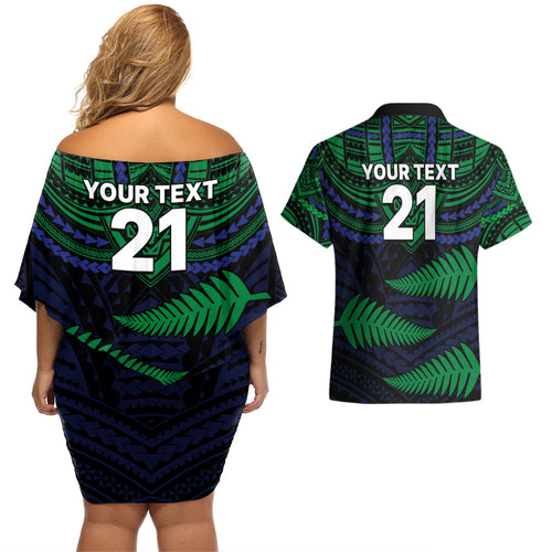 custom-warriors-rugby-couples-matching-off-shoulder-short-dress-and-hawaiian-shirt-aotearoa-fern-polynesian-pattern