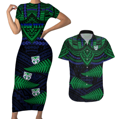 custom-warriors-rugby-couples-matching-short-sleeve-bodycon-dress-and-hawaiian-shirt-aotearoa-fern-polynesian-pattern