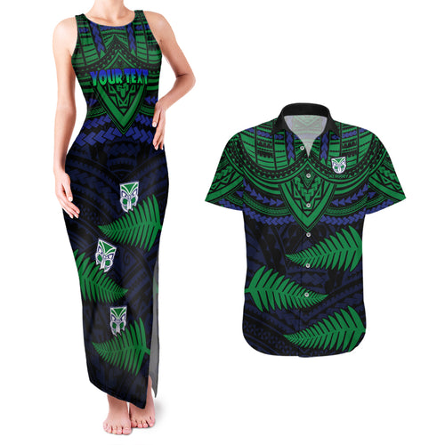 custom-warriors-rugby-couples-matching-tank-maxi-dress-and-hawaiian-shirt-aotearoa-fern-polynesian-pattern