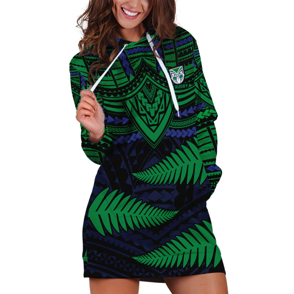 custom-warriors-rugby-hoodie-dress-aotearoa-fern-polynesian-pattern
