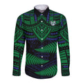 custom-warriors-rugby-long-sleeve-button-shirt-aotearoa-fern-polynesian-pattern