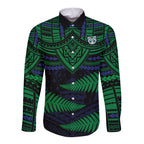 custom-warriors-rugby-long-sleeve-button-shirt-aotearoa-fern-polynesian-pattern