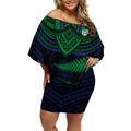 custom-warriors-rugby-off-shoulder-short-dress-aotearoa-fern-polynesian-pattern