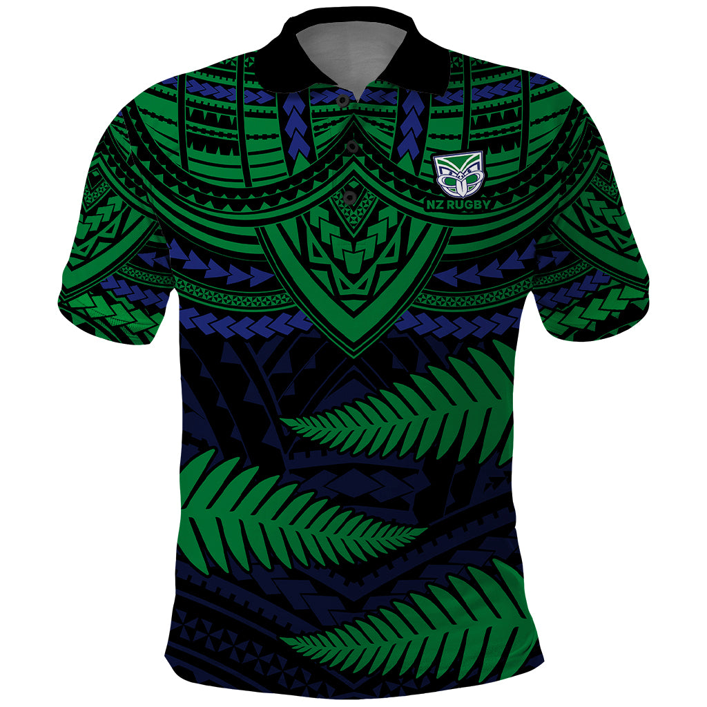 custom-warriors-rugby-polo-shirt-aotearoa-fern-polynesian-pattern