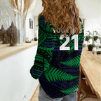 Custom Warriors Rugby Women Casual Shirt Aotearoa Fern Polynesian Pattern LT9
