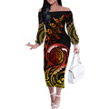 new-zealand-off-the-shoulder-long-sleeve-dress-aotearoa-wisdom-face-maori-fern-tattoo-arty