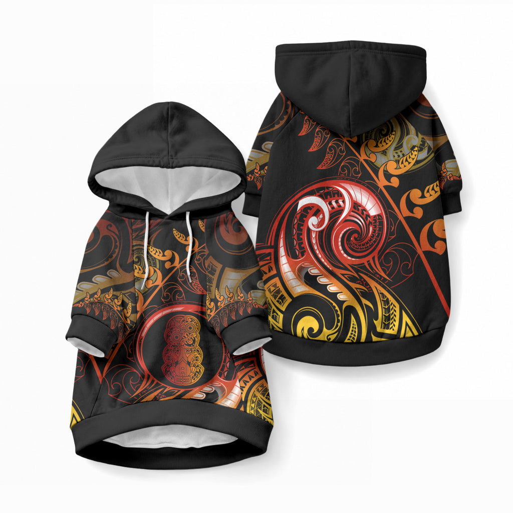 New Zealand Pet Hoodie Aotearoa Hei-Tiki Maori Fern Tattoo Arty
