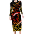 new-zealand-long-sleeve-bodycon-dress-aotearoa-manaia-maori-fern-tattoo-arty