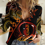 New Zealand Women Casual Shirt Aotearoa Manaia Maori Fern Tattoo Arty LT9