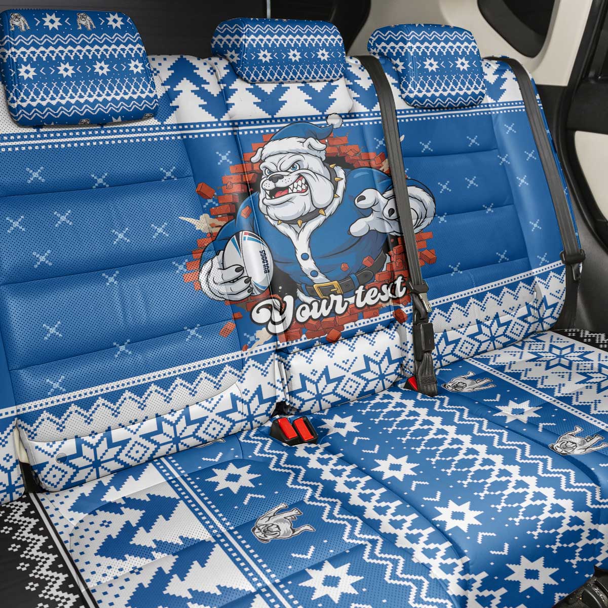 Angry Santa Bulldog Personalized Back Car Seat Cover Christmas Rugby League Spirit - Aussie Hoodie