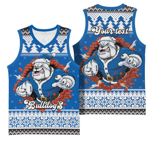 Angry Santa Bulldog Personalized Basketball Jersey Christmas Rugby League Spirit - Aussie Hoodie