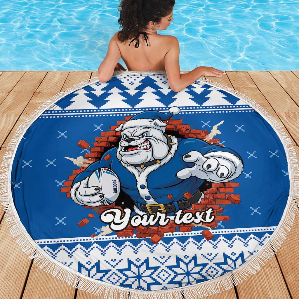 Angry Santa Bulldog Personalized Beach Blanket Christmas Rugby League Spirit - Aussie Hoodie