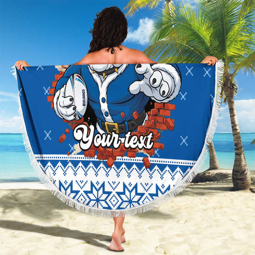 Angry Santa Bulldog Personalized Beach Blanket Christmas Rugby League Spirit - Aussie Hoodie