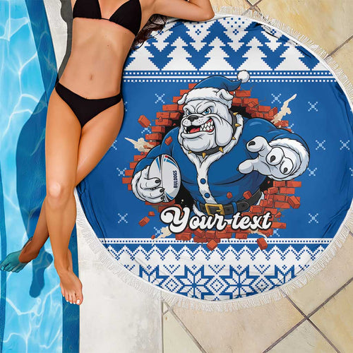 Angry Santa Bulldog Personalized Beach Blanket Christmas Rugby League Spirit - Aussie Hoodie