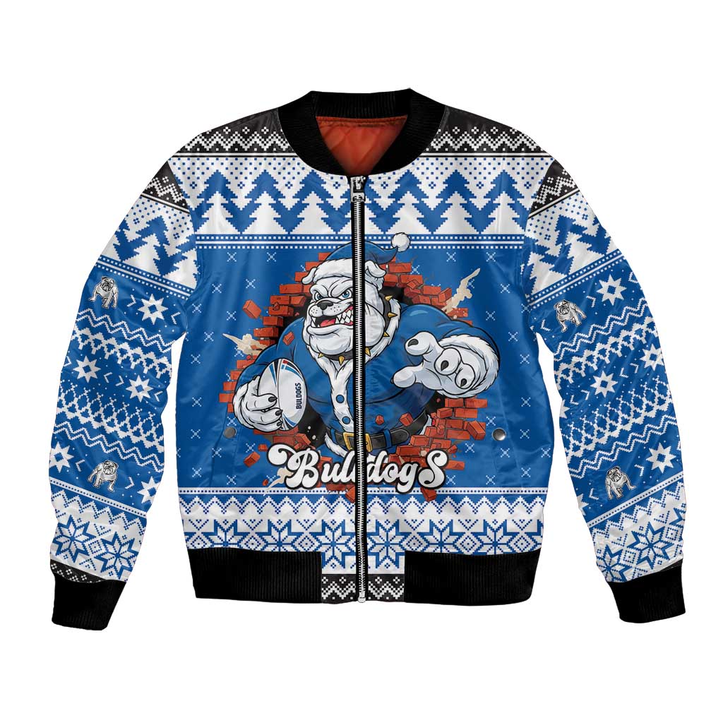 Angry Santa Bulldog Personalized Bomber Jacket Christmas Rugby League Spirit - Aussie Hoodie