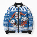Angry Santa Bulldog Personalized Bomber Puffer Jacket Christmas Rugby League Spirit - Aussie Hoodie