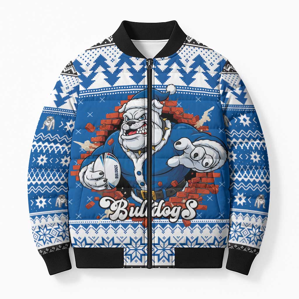Angry Santa Bulldog Personalized Bomber Puffer Jacket Christmas Rugby League Spirit - Aussie Hoodie