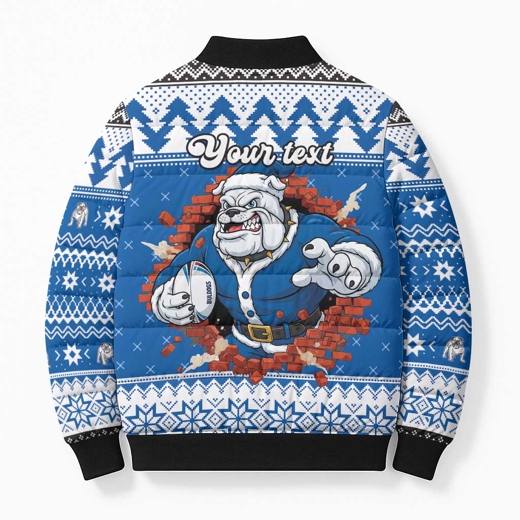 Angry Santa Bulldog Personalized Bomber Puffer Jacket Christmas Rugby League Spirit - Aussie Hoodie