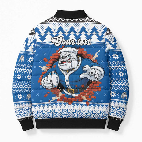 Angry Santa Bulldog Personalized Bomber Puffer Jacket Christmas Rugby League Spirit - Aussie Hoodie