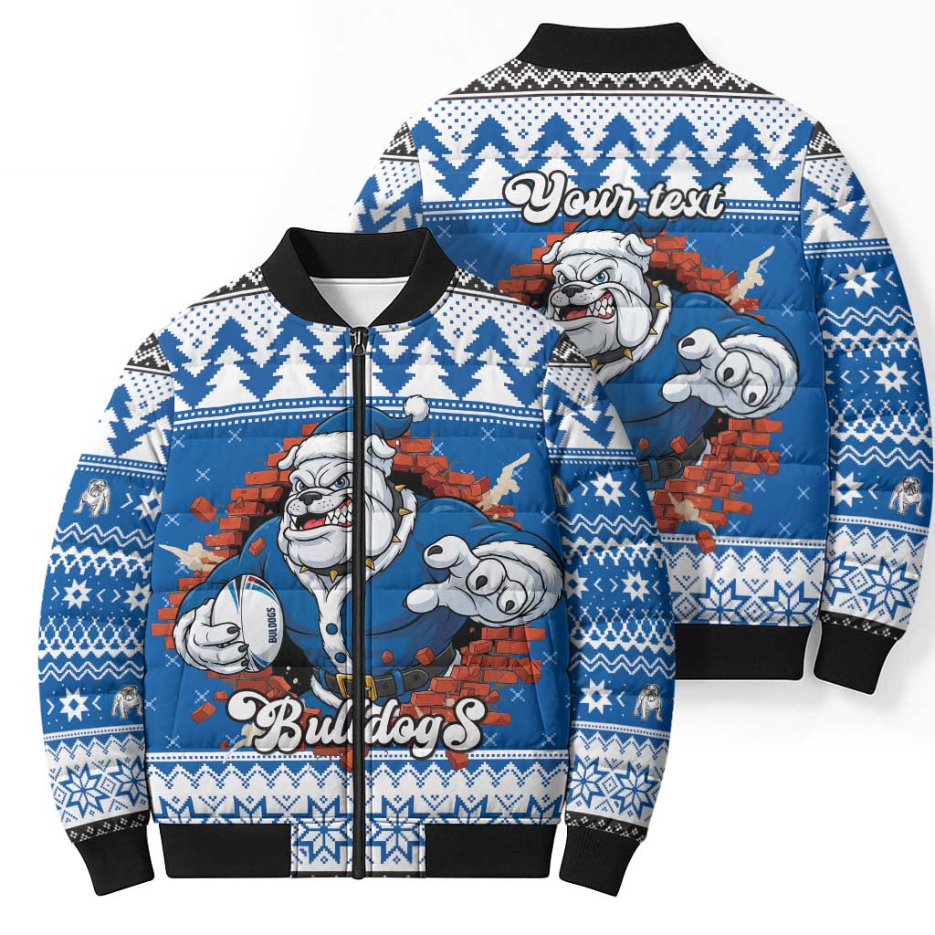 Angry Santa Bulldog Personalized Bomber Puffer Jacket Christmas Rugby League Spirit - Aussie Hoodie