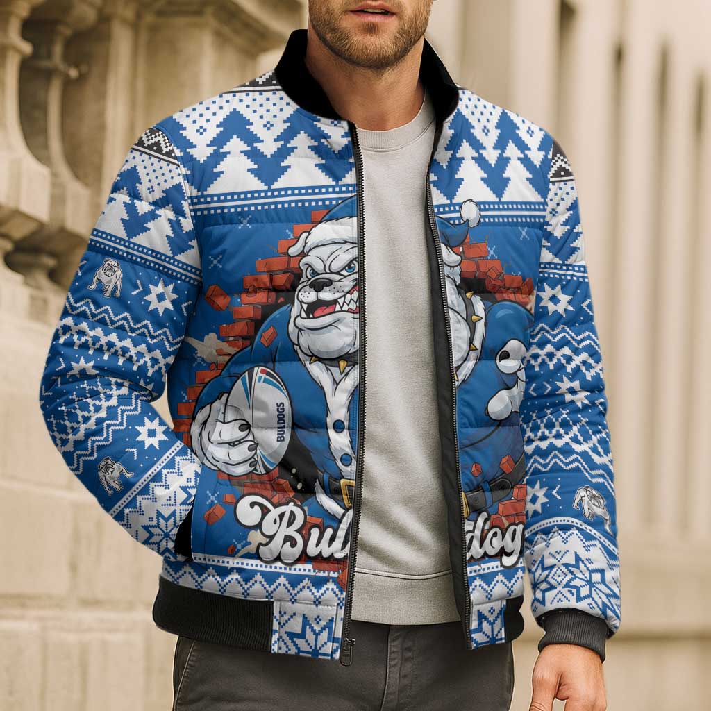 Angry Santa Bulldog Personalized Bomber Puffer Jacket Christmas Rugby League Spirit - Aussie Hoodie