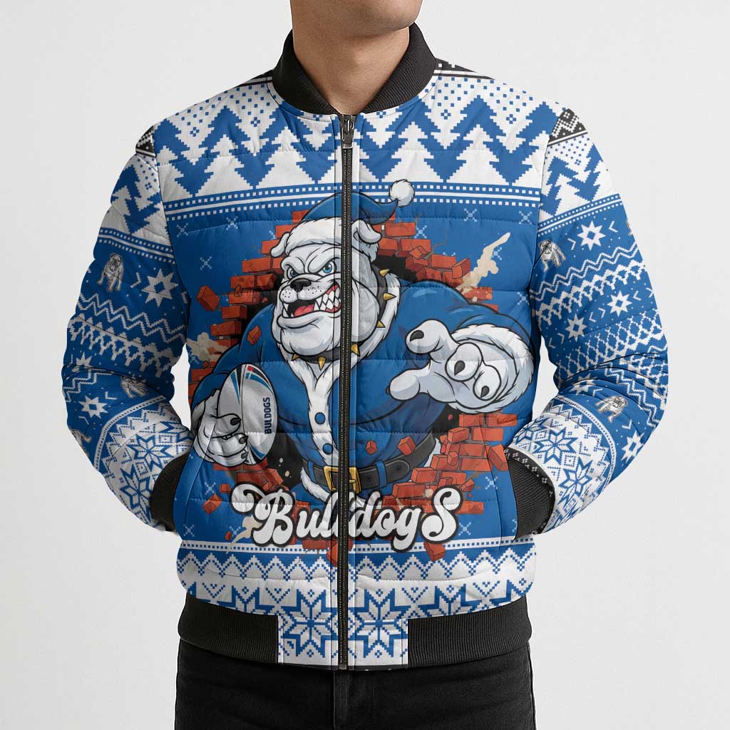 Angry Santa Bulldog Personalized Bomber Puffer Jacket Christmas Rugby League Spirit - Aussie Hoodie