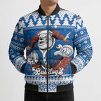 Angry Santa Bulldog Personalized Bomber Puffer Jacket Christmas Rugby League Spirit - Aussie Hoodie