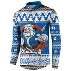 Angry Santa Bulldog Personalized Button Sweatshirt Christmas Rugby League Spirit - Aussie Hoodie