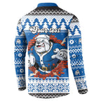 Angry Santa Bulldog Personalized Button Sweatshirt Christmas Rugby League Spirit - Aussie Hoodie