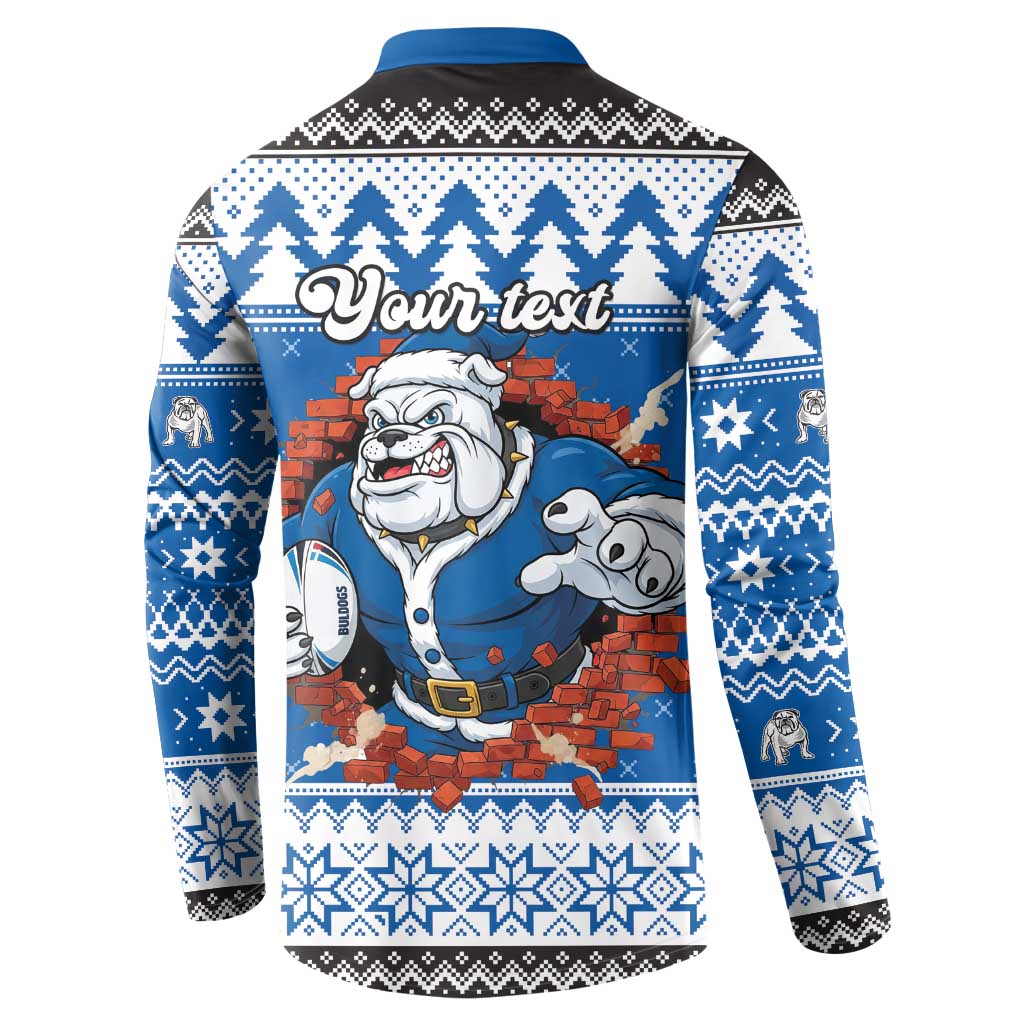 Angry Santa Bulldog Personalized Button Sweatshirt Christmas Rugby League Spirit - Aussie Hoodie