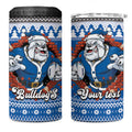 Angry Santa Bulldog Personalized 4 in 1 Can Cooler Tumbler Christmas Rugby League Spirit - Aussie Hoodie