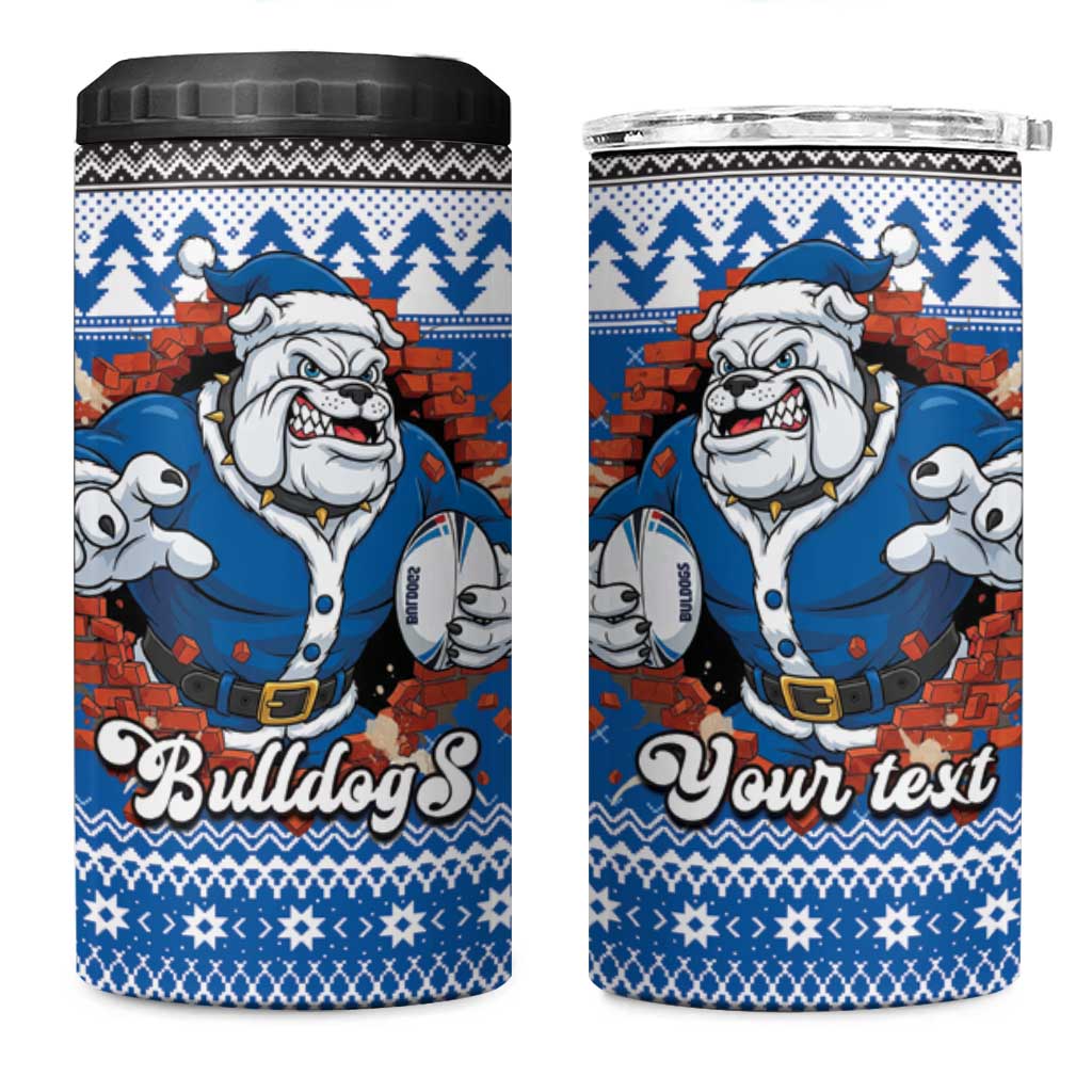 Angry Santa Bulldog Personalized 4 in 1 Can Cooler Tumbler Christmas Rugby League Spirit - Aussie Hoodie