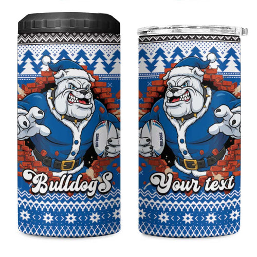 Angry Santa Bulldog Personalized 4 in 1 Can Cooler Tumbler Christmas Rugby League Spirit - Aussie Hoodie