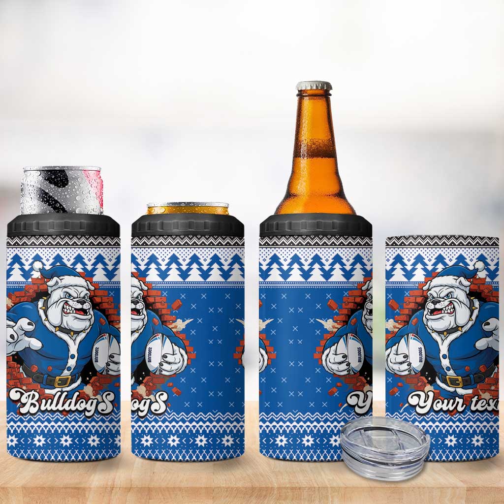 Angry Santa Bulldog Personalized 4 in 1 Can Cooler Tumbler Christmas Rugby League Spirit - Aussie Hoodie