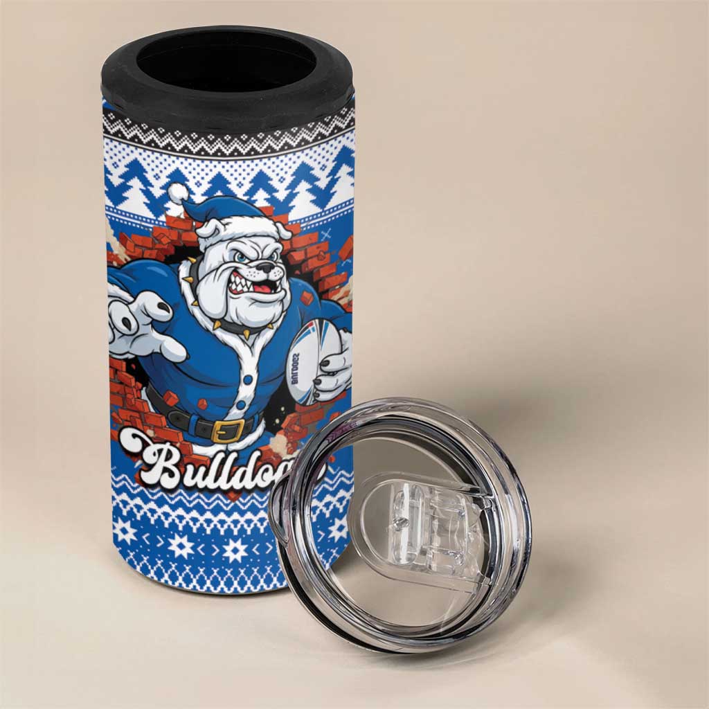 Angry Santa Bulldog Personalized 4 in 1 Can Cooler Tumbler Christmas Rugby League Spirit - Aussie Hoodie