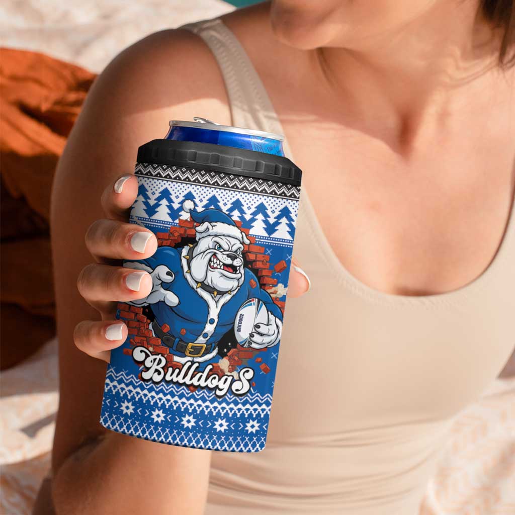 Angry Santa Bulldog Personalized 4 in 1 Can Cooler Tumbler Christmas Rugby League Spirit - Aussie Hoodie