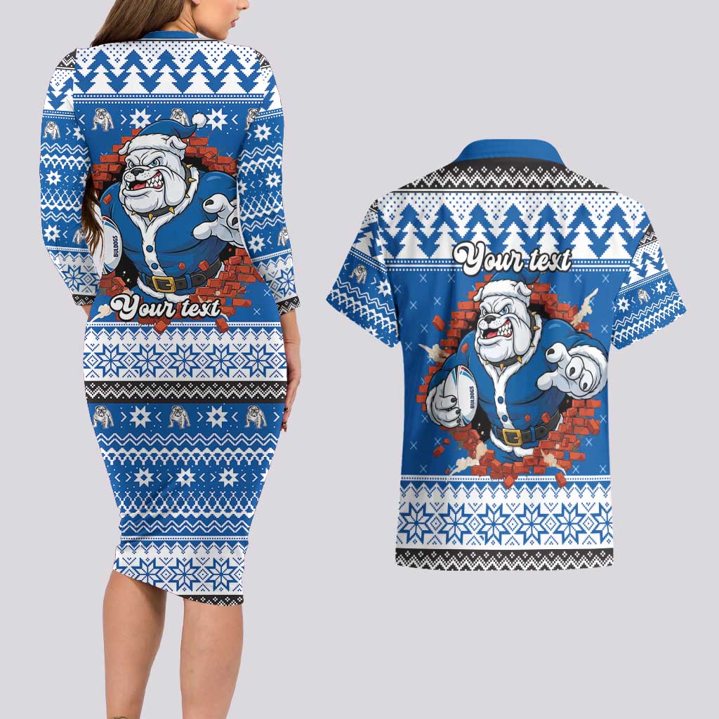 Angry Santa Bulldog Personalized Couples Matching Long Sleeve Bodycon Dress and Hawaiian Shirt Christmas Rugby League Spirit - Aussie Hoodie
