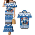Angry Santa Bulldog Personalized Couples Matching Mermaid Dress and Hawaiian Shirt Christmas Rugby League Spirit - Aussie Hoodie