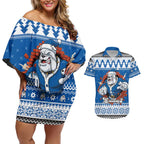 Angry Santa Bulldog Personalized Couples Matching Off Shoulder Short Dress and Hawaiian Shirt Christmas Rugby League Spirit - Aussie Hoodie