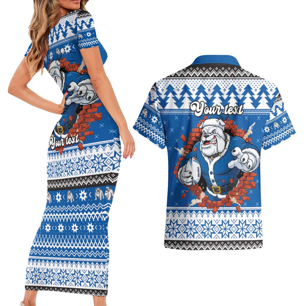 Angry Santa Bulldog Personalized Couples Matching Short Sleeve Bodycon Dress and Hawaiian Shirt Christmas Rugby League Spirit - Aussie Hoodie