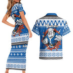 Angry Santa Bulldog Personalized Couples Matching Short Sleeve Bodycon Dress and Hawaiian Shirt Christmas Rugby League Spirit - Aussie Hoodie