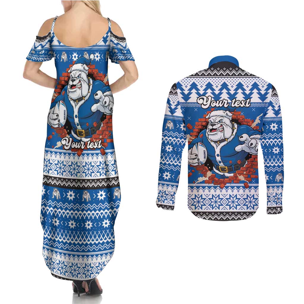 Angry Santa Bulldog Personalized Couples Matching Summer Maxi Dress and Long Sleeve Button Shirt Christmas Rugby League Spirit - Aussie Hoodie