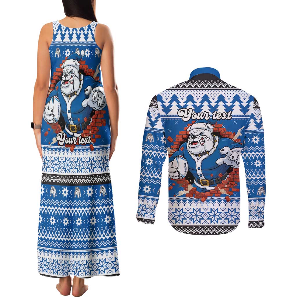 Angry Santa Bulldog Personalized Couples Matching Tank Maxi Dress and Long Sleeve Button Shirt Christmas Rugby League Spirit - Aussie Hoodie