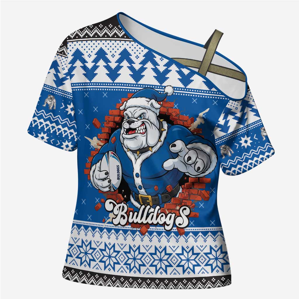 Angry Santa Bulldog Personalized Cross Shoulder Shirt Christmas Rugby League Spirit - Aussie Hoodie