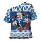 Angry Santa Bulldog Personalized Cross Shoulder Shirt Christmas Rugby League Spirit - Aussie Hoodie