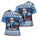 Angry Santa Bulldog Personalized Cross Shoulder Shirt Christmas Rugby League Spirit - Aussie Hoodie