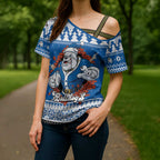 Angry Santa Bulldog Personalized Cross Shoulder Shirt Christmas Rugby League Spirit - Aussie Hoodie