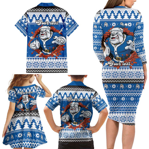 Angry Santa Bulldog Personalized Family Matching Long Sleeve Bodycon Dress and Hawaiian Shirt Christmas Rugby League Spirit - Aussie Hoodie