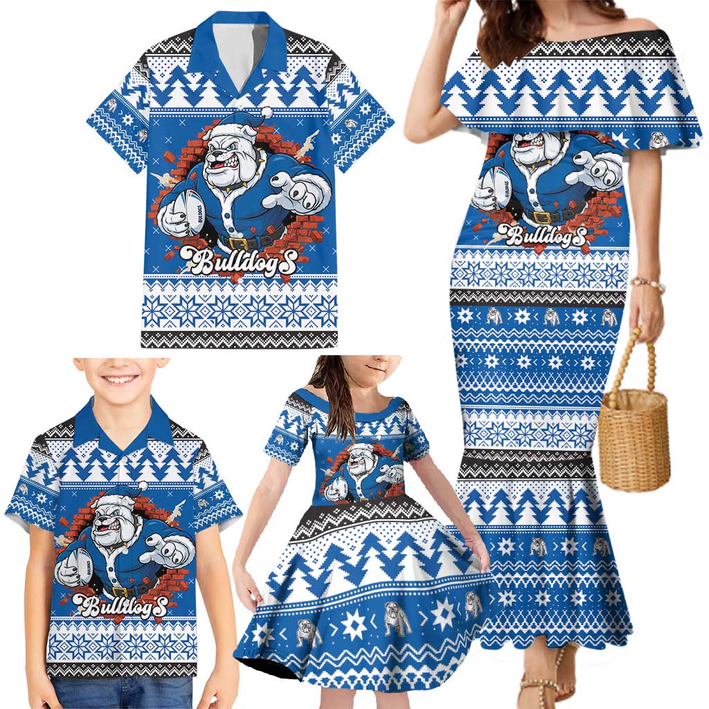 Angry Santa Bulldog Personalized Family Matching Mermaid Dress and Hawaiian Shirt Christmas Rugby League Spirit - Aussie Hoodie