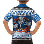 Angry Santa Bulldog Personalized Family Matching Mermaid Dress and Hawaiian Shirt Christmas Rugby League Spirit - Aussie Hoodie